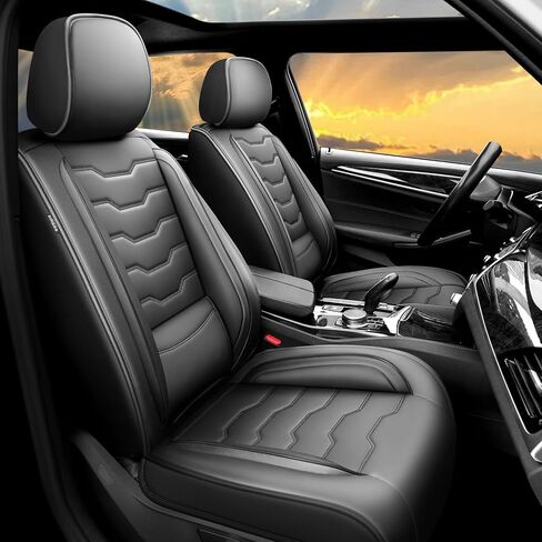 Fit Tucson Car Car Covers Leather Leather for Hyundai Tucson 2010-2024 2025. مقاومة للماء ， واقي وسادة المقعد المقاوم للخدش (مجموعة كاملة ، أسود) in Kuwait