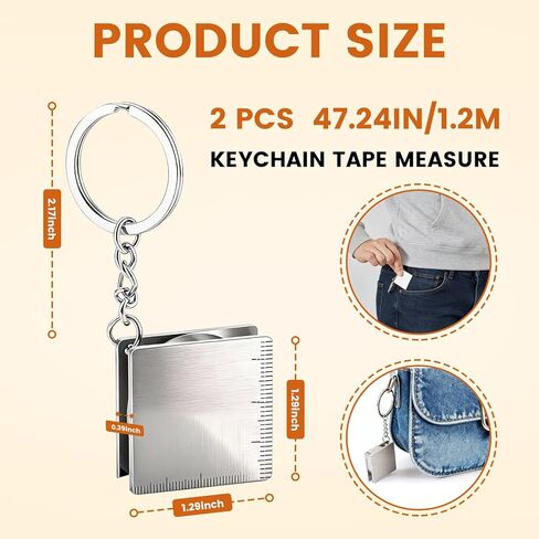 2 Pack Mini Tape Measure Keychain, 1.2m/4ft Small Retractable Metal Measuring Tape for Sewing, DIY & Party Favors in Saudi Arabia