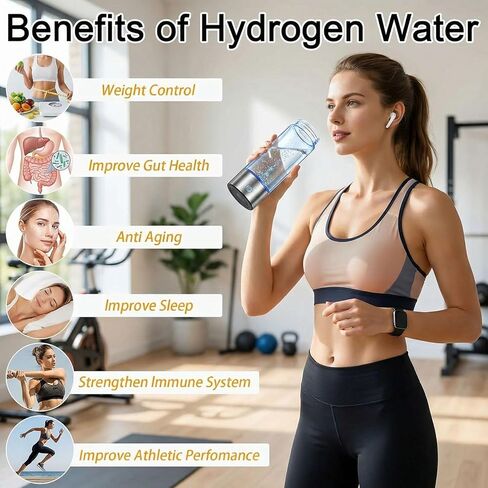 مولد زجاجة مياه الهيدروجين - ما يصل إلى 4000+ PPB، جهاز مؤين ماء الهيدروجين المحمول 16 أونصة SPE PEM Tech، زجاجة مياه غنية بالهيدروجين قابلة لإعادة الشحن للمنزل وصالة الألعاب الرياضية والمكتب والسفر هدية رائعة in Kuwait
