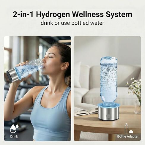 مولد زجاجة مياه الهيدروجين - ما يصل إلى 4000+ PPB، جهاز مؤين ماء الهيدروجين المحمول 16 أونصة SPE PEM Tech، زجاجة مياه غنية بالهيدروجين قابلة لإعادة الشحن للمنزل وصالة الألعاب الرياضية والمكتب والسفر هدية رائعة in Kuwait