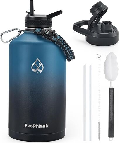 64 oz Insulated Water Bottle(Cold for 48Hrs), Large Stainless Steel Water Bottle BPA Free, Leak Proof Half Gallon Water Jug for Sport, Hiking, Camping, Travel, Indigo Black in Saudi Arabia