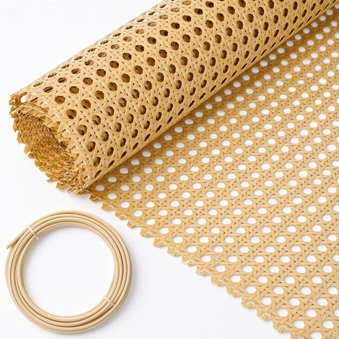 Fiwochic 16''x 6.56 قدم قصب حزام الروطان بكرة حزام و1/5''x16.4ft كرسي الأخدود عدة الضرب بالعصا، مجموعة مواد إصلاح الروطان للأثاث كرسي خزانة السرير سلة صنع اللوازم in Kuwait