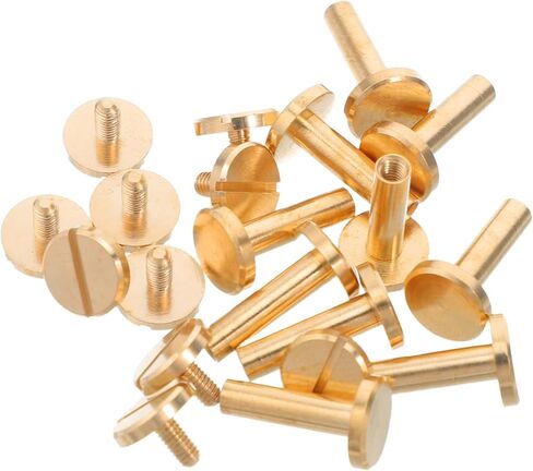 PLAFOPE 10pcs Brass Flat Head Rivet Studs for Projects Durable Screw Back Tack Fasteners for Handbags Simple Assembly for DIY Crafts and Binding Applications in Saudi Arabia