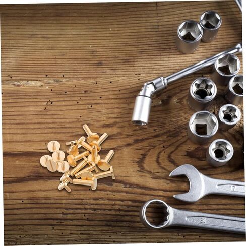 PLAFOPE 10pcs Brass Flat Head Rivet Studs for Projects Durable Screw Back Tack Fasteners for Handbags Simple Assembly for DIY Crafts and Binding Applications in Saudi Arabia