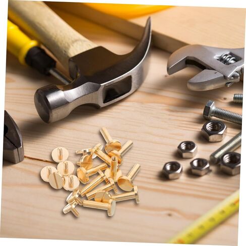 PLAFOPE 10pcs Brass Flat Head Rivet Studs for Projects Durable Screw Back Tack Fasteners for Handbags Simple Assembly for DIY Crafts and Binding Applications in Saudi Arabia