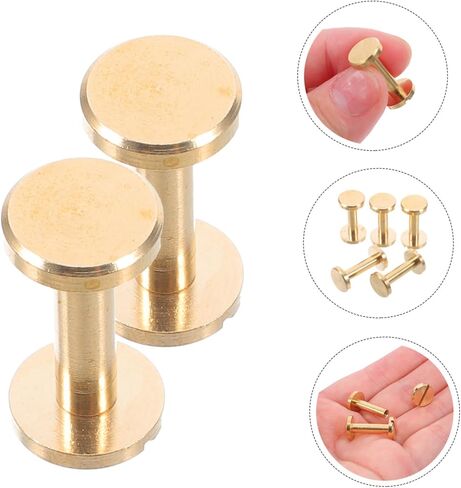 PLAFOPE 10pcs Brass Flat Head Rivet Studs for Projects Durable Screw Back Tack Fasteners for Handbags Simple Assembly for DIY Crafts and Binding Applications in Saudi Arabia