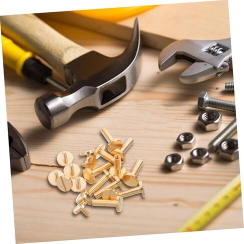 10 قطع من المسامير النحاسية ذات الرأس المسطح من Lurrose لمشروعات DIY مسامير ربط للأحزمة وحقائب اليد والمحافظ، تركيب بدون جهد مع مادة نحاسية متينة in Saudi Arabia