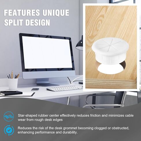 2" White Desk Grommet, JTemgle Flexible Cable Grommet Rubber Cable Hole Cover Wire Organizer Caps Desktop Cord Management for Home Office TV Stands Tabletops, 10 Pieces in Kuwait