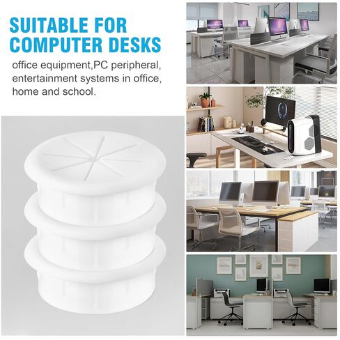 2" White Desk Grommet, JTemgle Flexible Cable Grommet Rubber Cable Hole Cover Wire Organizer Caps Desktop Cord Management for Home Office TV Stands Tabletops, 10 Pieces in Kuwait