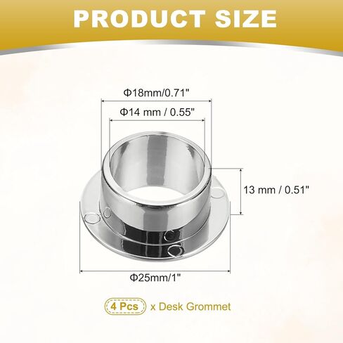 M METERXITY 4-Pack جروميت مكتب، 1 بوصة غطاء فتحة كابل سطح المكتب البلاستيكي حلقة بلاستيكية للمنزل/المكتب منظم الأسلاك المكتبي [فضي] in Saudi Arabia