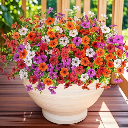 12 حزم أمهات وهمية Fall Flowers مصطنعة للهجرة الخارجية الديكور الأمهات الاصطناعي مصقفة مصنفة ديزي للمزارعين الخارجيين الخارجيين البنفسجي مقاوم للديكور السقوط منزل الشرفة الأمامي فناء الفناء in Kuwait