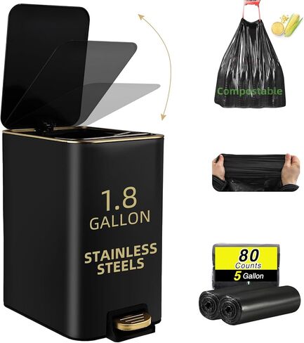 سلة مهملات الحمام الصغيرة XLHOMO مع غطاء من نوع الضغط، سلال تخزين من الخوص قطعتين، سلة قمامة بيضاء رفيعة، سلة قمامة بلاستيكية ضيقة سعة 2.6 جالون للمكتب وغرفة النوم in Kuwait