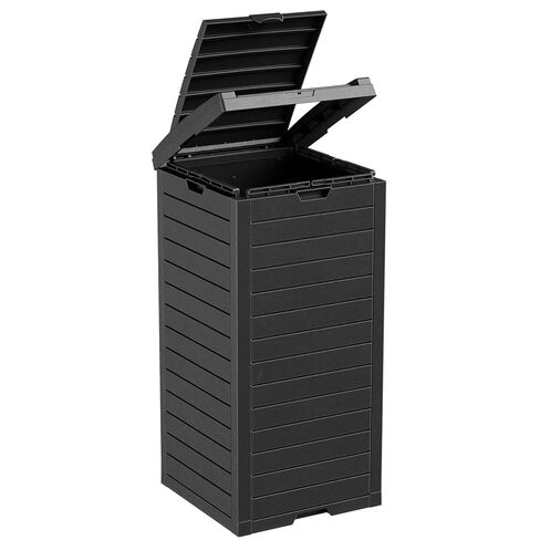Outdoor Trash Can with Lid, Outdoor Trash Bin & Pull-Out Liquid Drawer, Dual Lid Closure Design, Waterproof Resin Garbage Can Container for Patio, Backyard, Deck (Grey, 76 Gallon) in Saudi Arabia