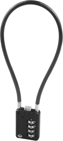 قفل كابل مكون من 4 أرقام، قفل فولاذي مرن قابل لإعادة الضبط مقاس 12 بوصة للأمتعة، الخزانة، حقيبة السفر، الخزانة، صندوق الأدوات، الخوذة - أسود in Kuwait