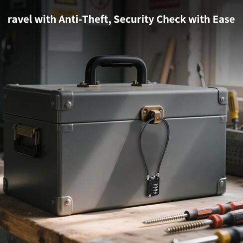 قفل كابل مكون من 4 أرقام، قفل فولاذي مرن قابل لإعادة الضبط مقاس 12 بوصة للأمتعة، الخزانة، حقيبة السفر، الخزانة، صندوق الأدوات، الخوذة - أسود in Kuwait