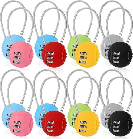 16 حزمة قفل سلكي، قفل مكون من 3 أرقام، قفل سلكي صغير، قفل كابل، قفل خارجي مقاوم للماء، قفل قابل لإعادة الضبط للأمتعة، صندوق المجوهرات، صندوق الظهر in Kuwait