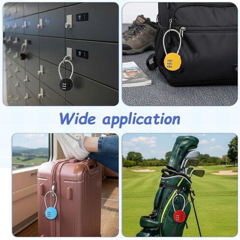 16 حزمة قفل سلكي، قفل مكون من 3 أرقام، قفل سلكي صغير، قفل كابل، قفل خارجي مقاوم للماء، قفل قابل لإعادة الضبط للأمتعة، صندوق المجوهرات، صندوق الظهر in Kuwait
