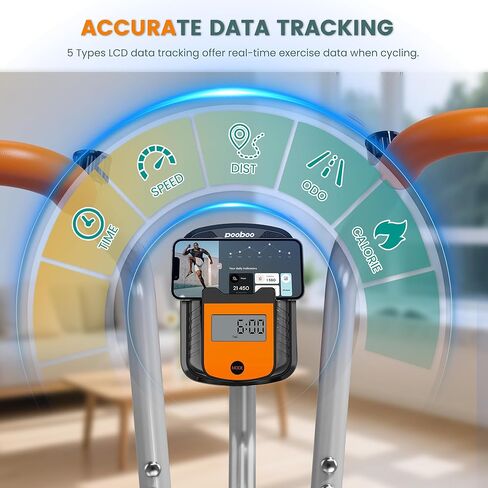 pooboo Foldable Exercise Bike, Stationary Bike with Elliptical Mode, 8 Level Magnetic Resistance, Silent Bike for Home Indoor, Fitness and Rehab Training, Adjustable Seat&Handrail, LCD monitor, 300LBS in Kuwait