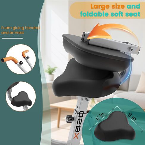 pooboo Foldable Exercise Bike, Stationary Bike with Elliptical Mode, 8 Level Magnetic Resistance, Silent Bike for Home Indoor, Fitness and Rehab Training, Adjustable Seat&Handrail, LCD monitor, 300LBS in Kuwait