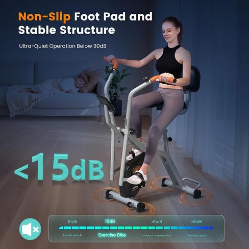 pooboo Foldable Exercise Bike, Stationary Bike with Elliptical Mode, 8 Level Magnetic Resistance, Silent Bike for Home Indoor, Fitness and Rehab Training, Adjustable Seat&Handrail, LCD monitor, 300LBS in Kuwait