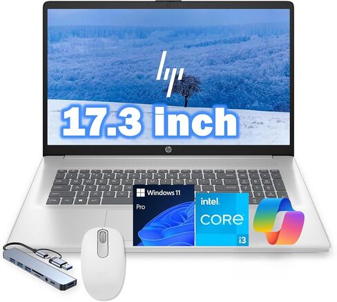 كمبيوتر محمول HP مقاس 17.3 بوصة، معالج Intel 13th 8-Cores i3-N305، ذاكرة الوصول العشوائي 32 جيجابايت، 1 تيرابايت PCI-E SSD، Windows 11 Pro، مدى الحياة MS Office 365 • Copilot AI، لوحة أرقام ذات 10 مفاتيح، محرك أقراص DVD خارجي، فضي طبيعي in Saudi Arabia