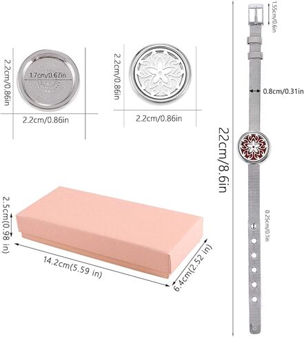 Essential Oil Diffuser Bracelet with Gift Box Aromatherapy Locket Adjustable Stainless Steel Flowers Watch Chain Bracelet with 10 Pcs Refill Pads for Women in Saudi Arabia