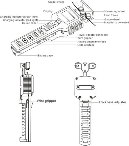 مقياس شد الخيوط المحمول باليد، مقياس شد الأسلاك والخيوط الرقمي، جهاز قياس شد الأسلاك المعدنية مع نطاق شد من 4 إلى 200.0 نيوتن، وظيفة تعديل السماكة، وظيفة اتصال USB in Kuwait