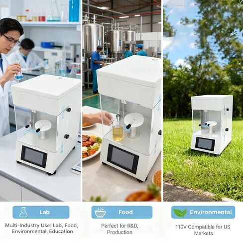 Automatic Liquid Surface Tensiometer 0-1000mN/m, 0.01mN/m Precision Dual Test Methods-Du Nouy Ring & Wilhelmy Plate, 4.3" Touch Screen, Data Storage/Print for Lab/Industry/Food Testing 110V in Kuwait