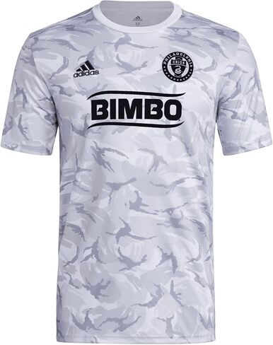 Adidas Philadelphia Union MLS Men's Short Sleeve Camo Pre-Match Soccer Jersey, Clear Grey in Saudi Arabia