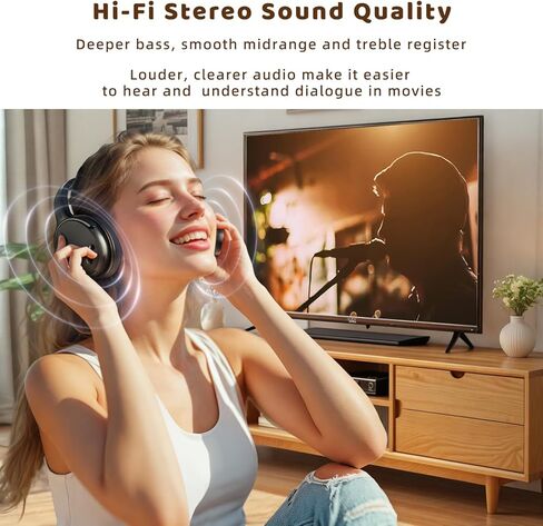 Holdsound Wireless Headphones for TV Watching - BKM600 Wireless TV Headphones with Bluetooth USB Transmitter(Optical, AUX, RCA and USB Output), Plug and Play, Enhanced Volume, Lightweight in Kuwait