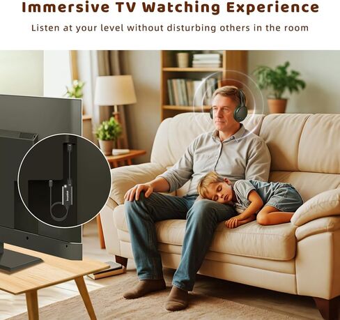 Holdsound Wireless Headphones for TV Watching - BKM600 Wireless TV Headphones with Bluetooth USB Transmitter(Optical, AUX, RCA and USB Output), Plug and Play, Enhanced Volume, Lightweight in Kuwait
