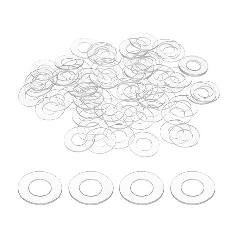 uxcell 80 قطعة M2 PVC غسالات مسطحة شفافة 2 مم ID 5 مم OD 0.5 مم زجاج سميك غسالة باب الحمام حشية باب الحمام ومقبض المناشف، شفاف in Saudi Arabia