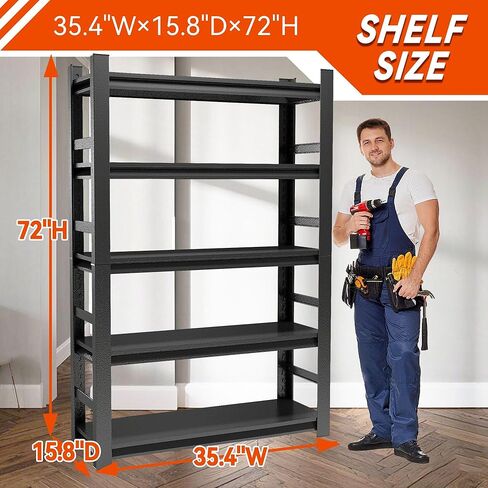 Garage Shelving Unit and Storage-Easy Assembly Metal Shelves 5-Tier Rack|Heavy-Duty Adjustable Shelf|Steel Shelves for Industrial, Warehouse, Basement (35.4" W*15.8" D*72" H) in Saudi Arabia