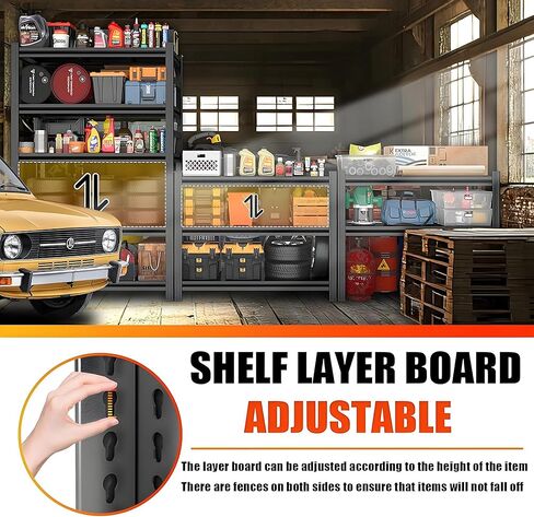 Garage Shelving Unit and Storage-Easy Assembly Metal Shelves 5-Tier Rack|Heavy-Duty Adjustable Shelf|Steel Shelves for Industrial, Warehouse, Basement (35.4" W*15.8" D*72" H) in Saudi Arabia
