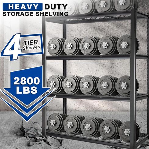 أرفف تخزين المرآب المعدنية ذات 4 طبقات من BILT HARD، مقاس 46 بوصة عرض × 24 بوصة عمق × 72 بوصة ارتفاع، رفوف جراج صناعية شديدة التحمل مع رف قابل للتعديل، أرفف مرافق فولاذية للمستودع، ورشة عمل، الطابق السفلي in Kuwait