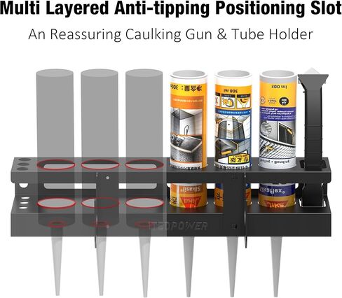 UNITEDPOWER حامل مسدس السد 6+1، حامل تخزين مسدس السد على الحائط، منظم أنبوب السد لورشة العمل، المتجر، المرآب in Kuwait