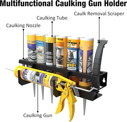 UNITEDPOWER حامل مسدس السد 6+1، حامل تخزين مسدس السد على الحائط، منظم أنبوب السد لورشة العمل، المتجر، المرآب in Kuwait