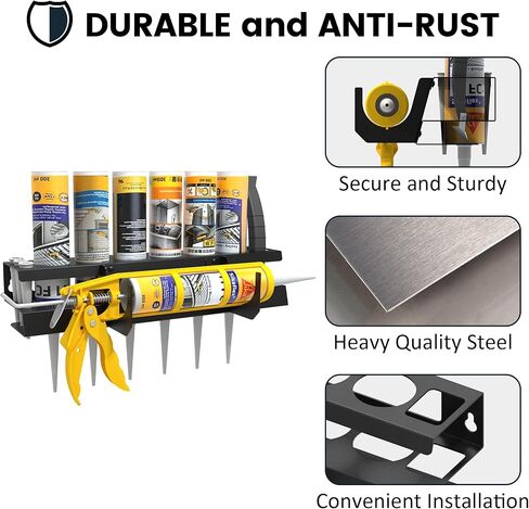 UNITEDPOWER حامل مسدس السد 6+1، حامل تخزين مسدس السد على الحائط، منظم أنبوب السد لورشة العمل، المتجر، المرآب in Kuwait