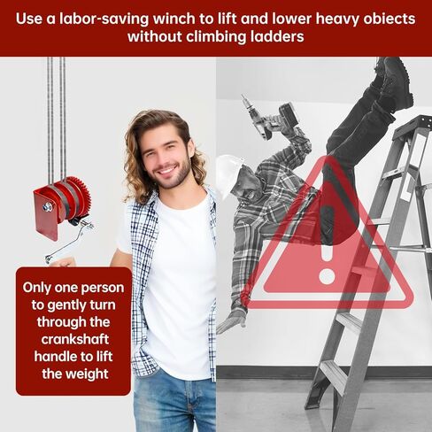 Heavy Duty Overhead Garage Storage Pulley Lift System, 300LBS Load Capacity, Ceiling Mounted Rack with Adjustable Height, for Bikes, Boxes and Bins, Home Garage Organization Not Include Racks in Saudi Arabia