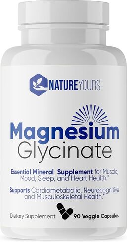Magnesium Glycinate 120mg Capsules by NatureYours – High Absorption Formula – Supports Muscle & Bone Health – Non-GMO, Sugar-Free – 90 Veggie Capsules – (90-Day Supply) in Saudi Arabia