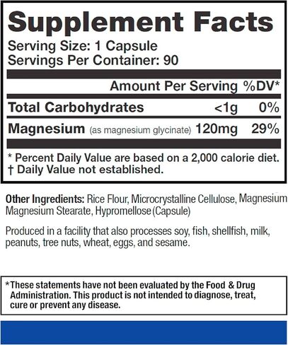 Magnesium Glycinate 120mg Capsules by NatureYours – High Absorption Formula – Supports Muscle & Bone Health – Non-GMO, Sugar-Free – 90 Veggie Capsules – (90-Day Supply) in Saudi Arabia