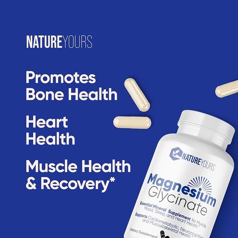 Magnesium Glycinate 120mg Capsules by NatureYours – High Absorption Formula – Supports Muscle & Bone Health – Non-GMO, Sugar-Free – 90 Veggie Capsules – (90-Day Supply) in Saudi Arabia