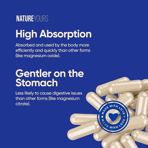 Magnesium Glycinate 120mg Capsules by NatureYours – High Absorption Formula – Supports Muscle & Bone Health – Non-GMO, Sugar-Free – 90 Veggie Capsules – (90-Day Supply) in Saudi Arabia