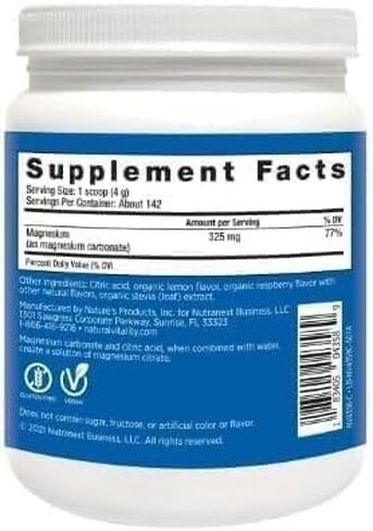 Natural Calm Magnesium Citrate Powder, Raspberry Lemon Flavor, Power Drink Mix, 20oz in Saudi Arabia