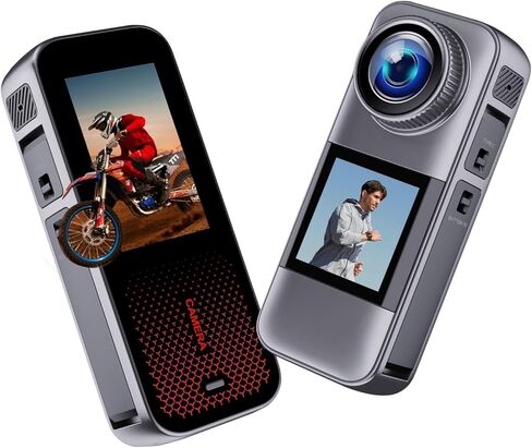 كاميرا أكشن مع شاشة مزدوجة الألوان، كاميرا مقاومة للماء للجسم مناسبة لكاميرات خوذة الدراجات النارية أثناء السفر، مجهزة ببطاقة 32 جيجابايت وبطاريتين ومجموعات تركيب متنوعة in Kuwait