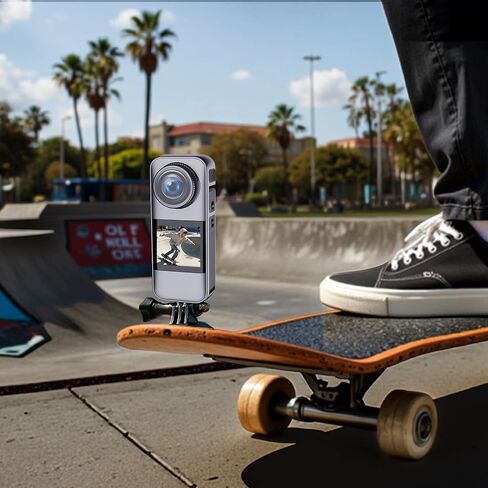 كاميرا أكشن مع شاشة مزدوجة الألوان، كاميرا مقاومة للماء للجسم مناسبة لكاميرات خوذة الدراجات النارية أثناء السفر، مجهزة ببطاقة 32 جيجابايت وبطاريتين ومجموعات تركيب متنوعة in Kuwait