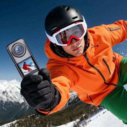 كاميرا أكشن مع شاشة مزدوجة الألوان، كاميرا مقاومة للماء للجسم مناسبة لكاميرات خوذة الدراجات النارية أثناء السفر، مجهزة ببطاقة 32 جيجابايت وبطاريتين ومجموعات تركيب متنوعة in Kuwait