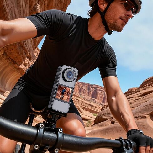 كاميرا أكشن مع شاشة مزدوجة الألوان، كاميرا مقاومة للماء للجسم مناسبة لكاميرات خوذة الدراجات النارية أثناء السفر، مجهزة ببطاقة 32 جيجابايت وبطاريتين ومجموعات تركيب متنوعة in Kuwait