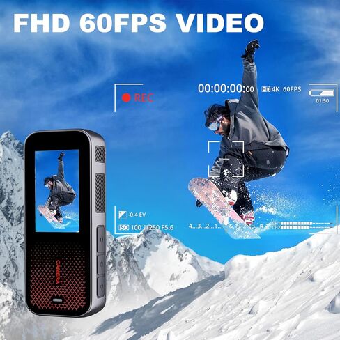 كاميرا أكشن مع شاشة مزدوجة الألوان، كاميرا مقاومة للماء للجسم مناسبة لكاميرات خوذة الدراجات النارية أثناء السفر، مجهزة ببطاقة 32 جيجابايت وبطاريتين ومجموعات تركيب متنوعة in Kuwait