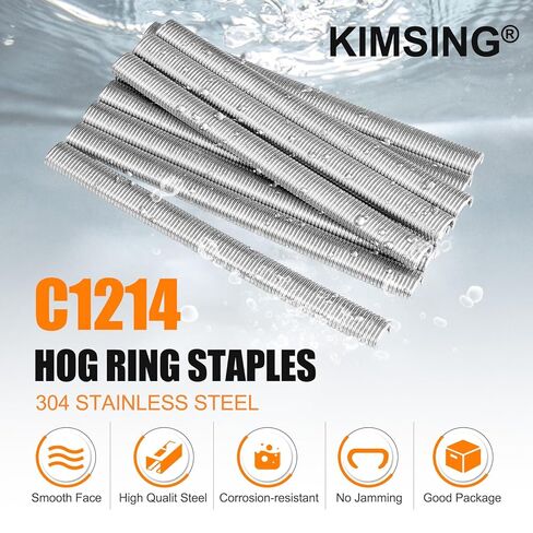 KIMSING C1214 Hog Ring Staples 7/16 "(11.4 ملم) تاج خارجي 304 حلقات C من الفولاذ المقاوم للصدأ لمسدس حلقة الخنزير BWG12/C712 (1,800 قطعة/الحزمة) in Saudi Arabia